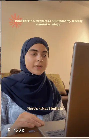 Reel about an AI content system with 122K views